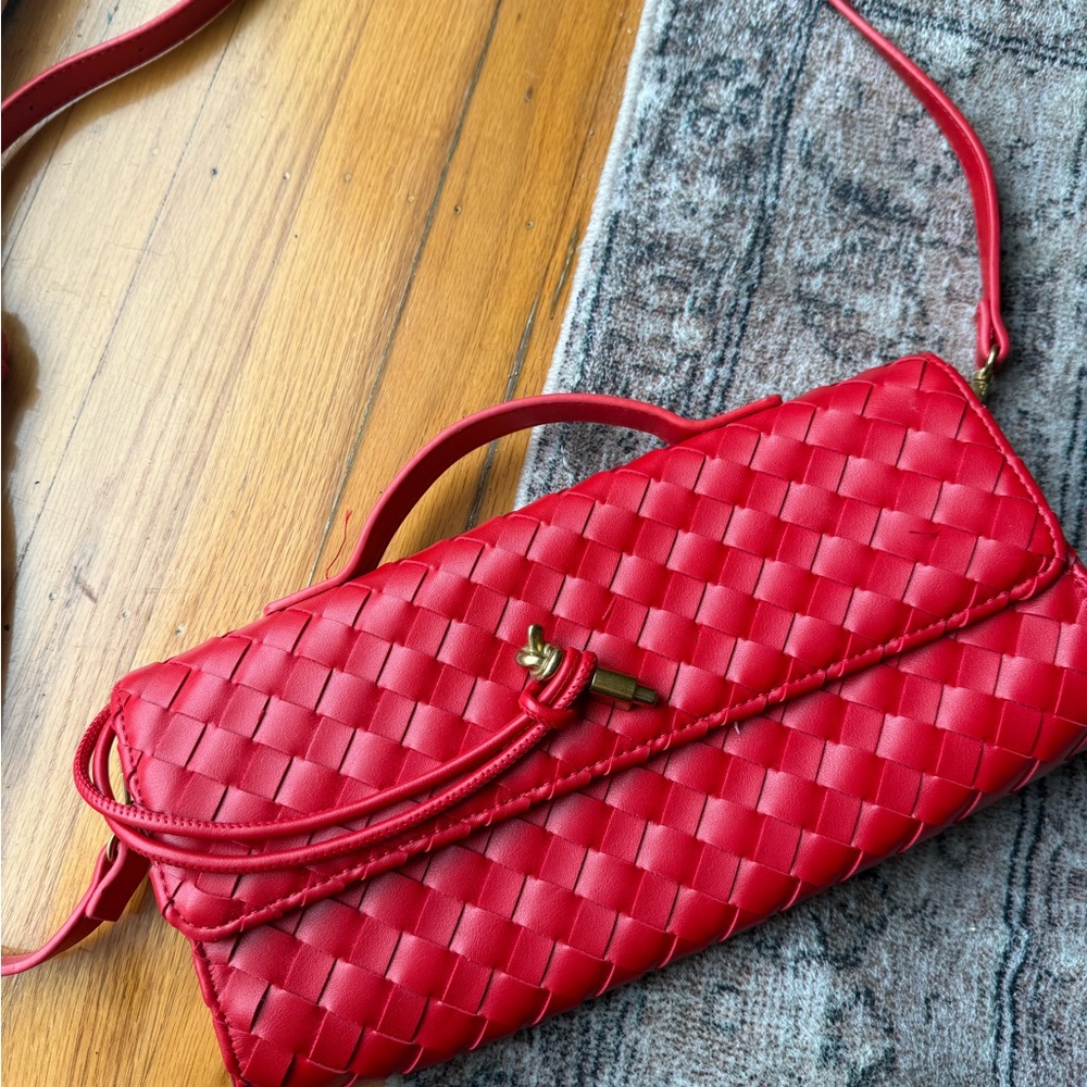 Red Woven Clutch & crossbody